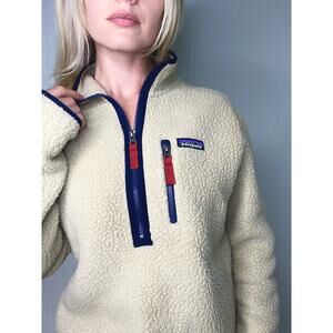 PATAGONIA Retro Pile Cream Sherpa 1/4 Zip Pullover US SMALL